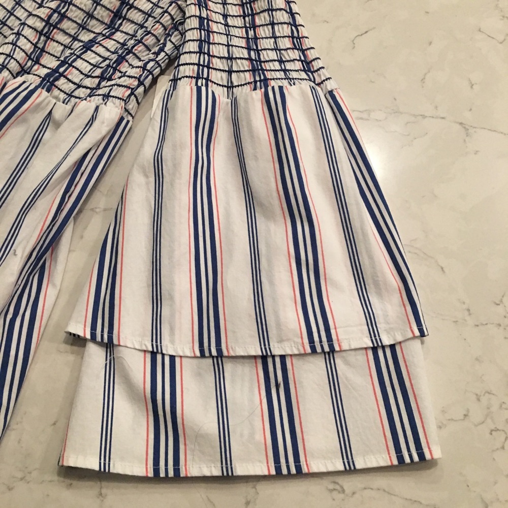 Belle sky off shoulder blue orange stripe top - Picture 5 of 6